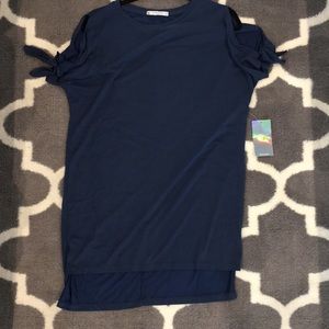 Tresics Luxe Navy Blue Cold Shoulder Dress